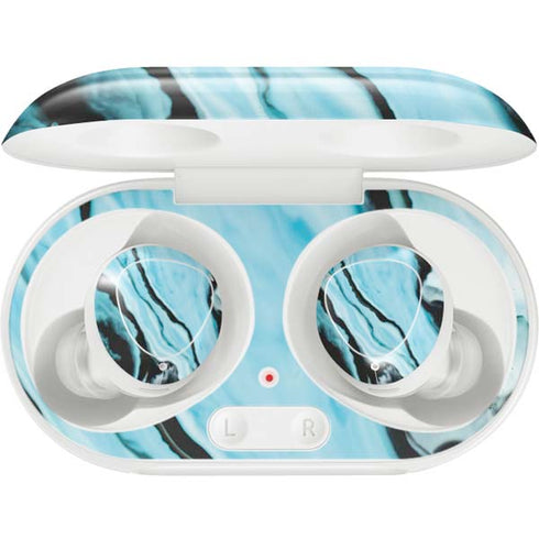 Aqua Blue Marble Ink Galaxy Buds Plus Skin